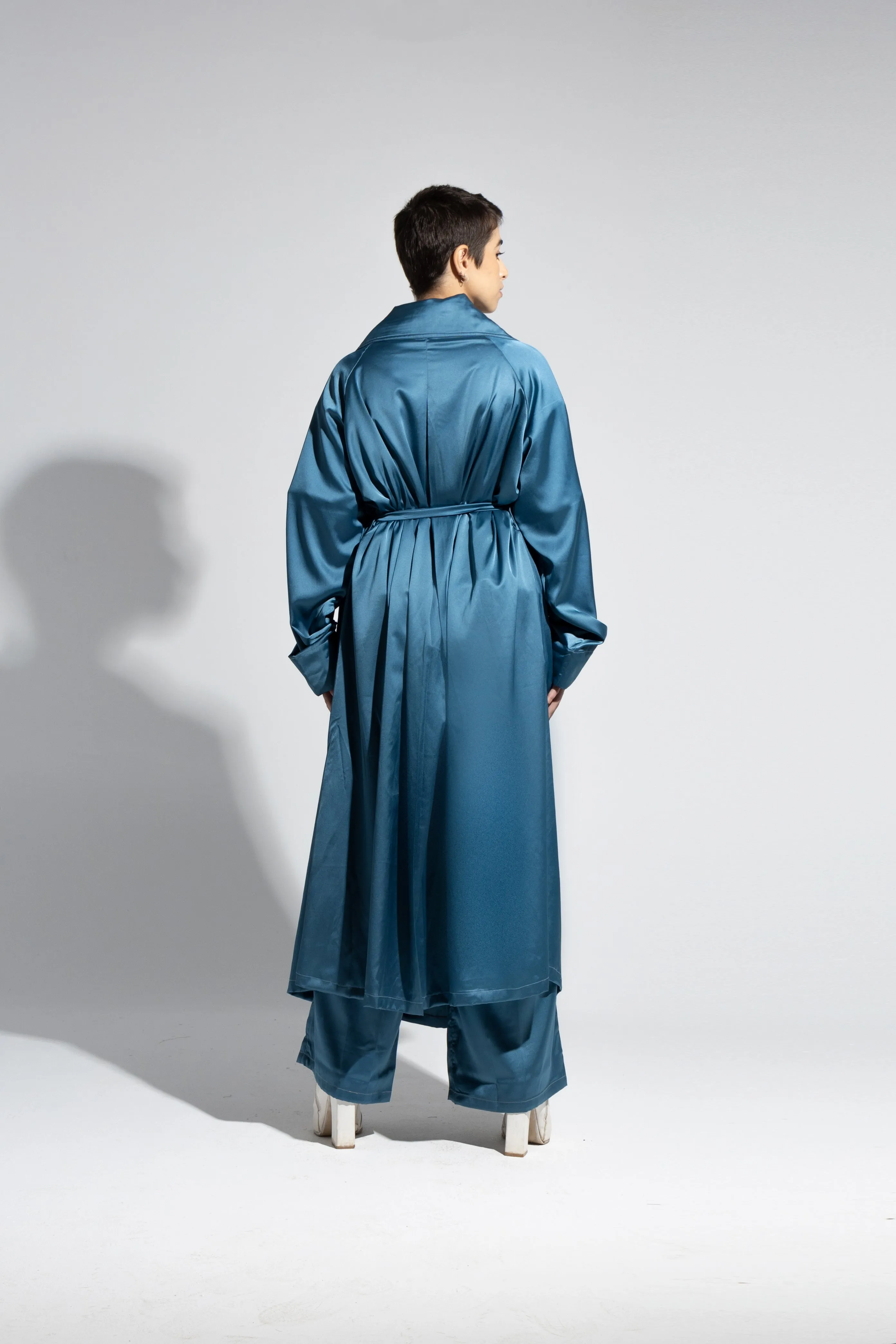 Double-Breasted Silk Trench Coat