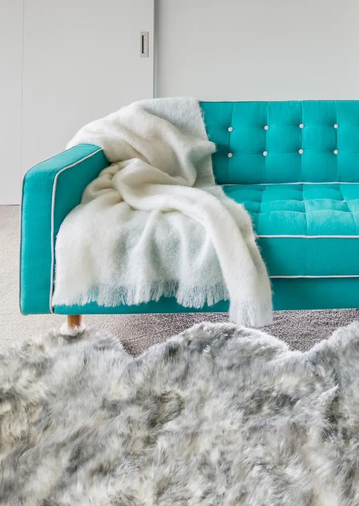 Dove White Mohair Throw Blanket