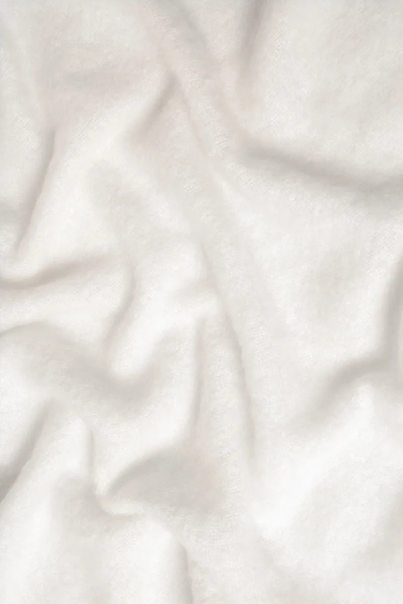 Dove White Mohair Throw Blanket