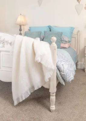 Dove White Mohair Throw Blanket