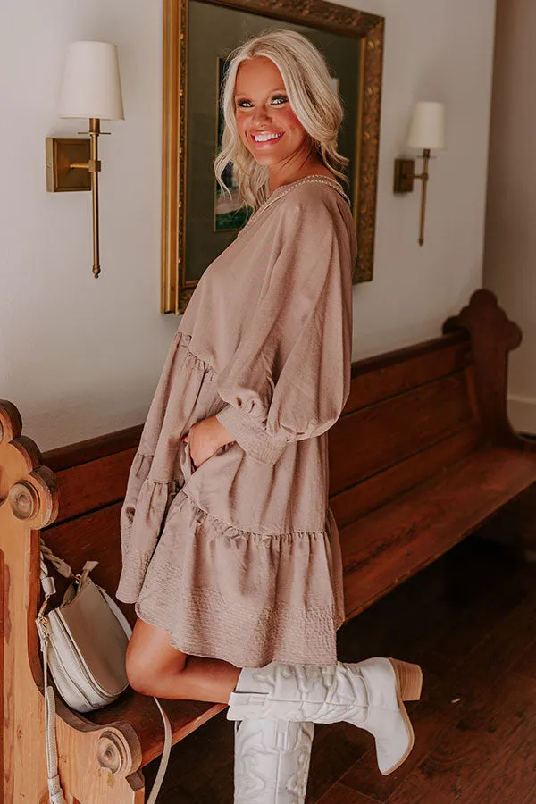 Dreamy Moment Mini Dress in Mocha