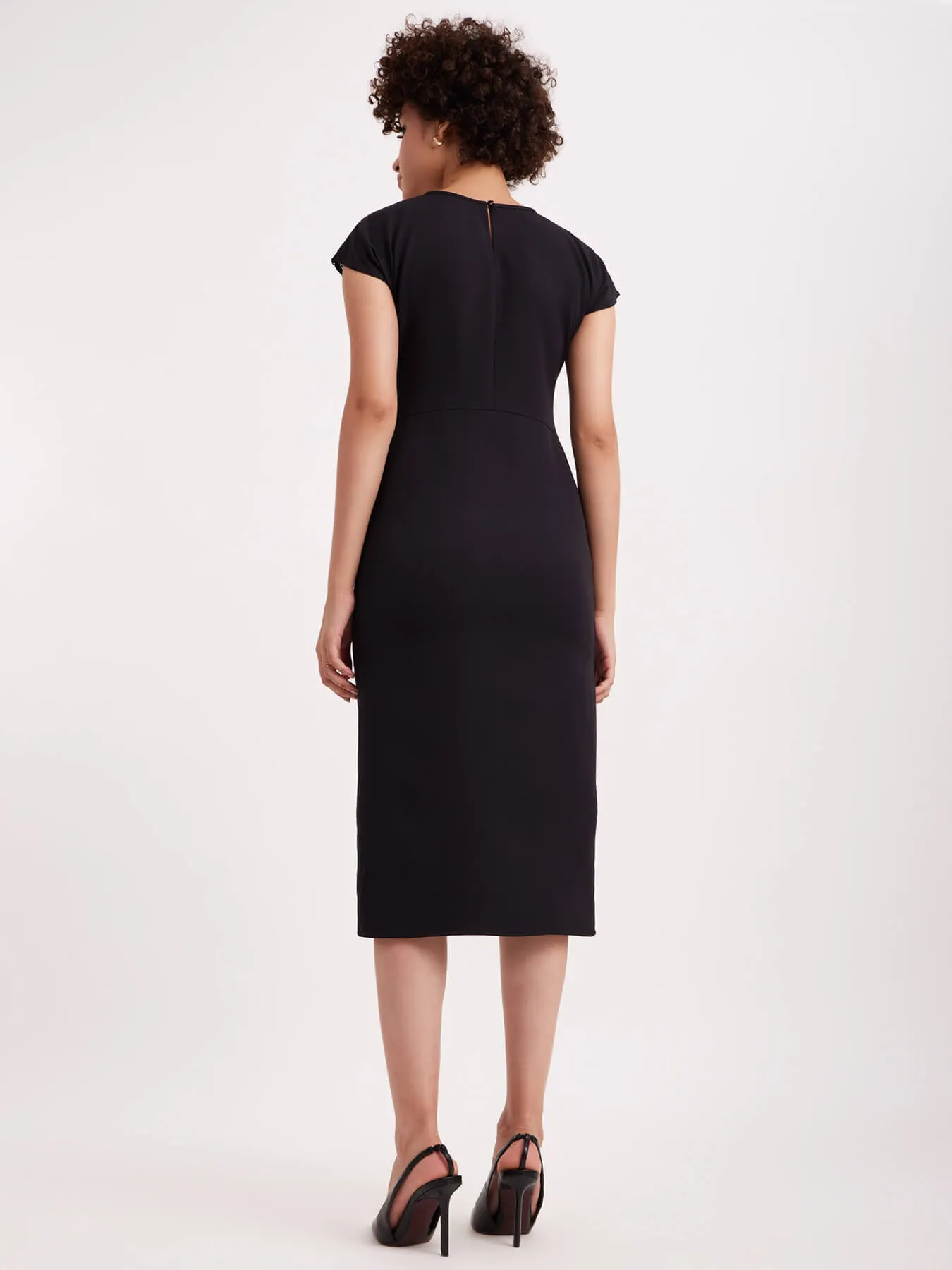Drop Shoulder Lace Dress - Black