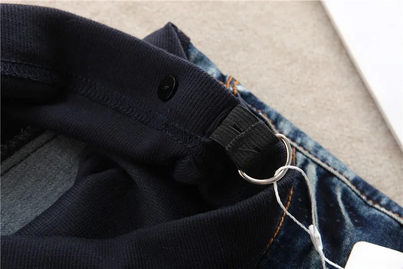 Elastic Waist Hole Stretch Denim Maternity Belly Jeans