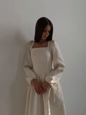Elegant Square Neck Midi Dress