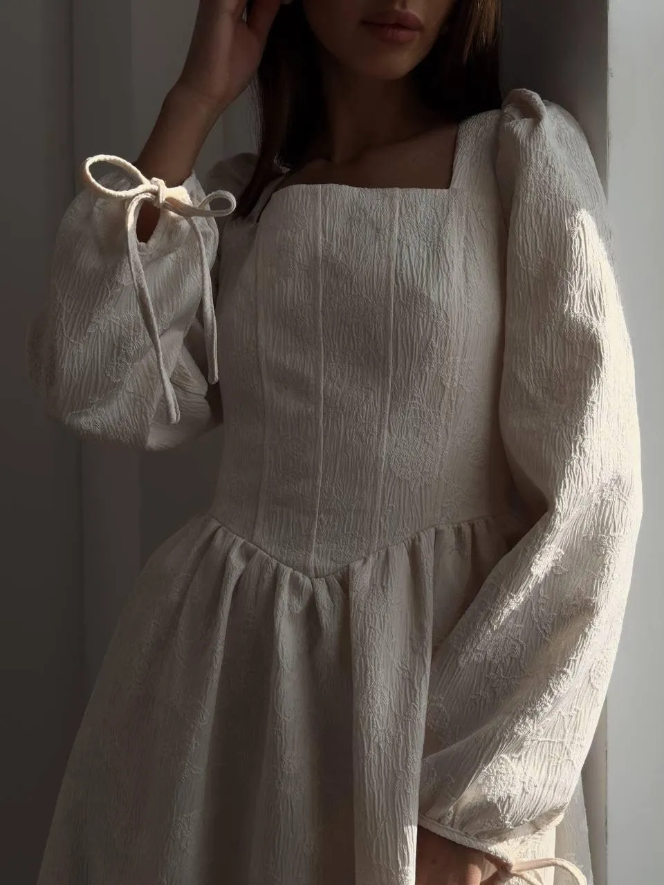Elegant Square Neck Midi Dress