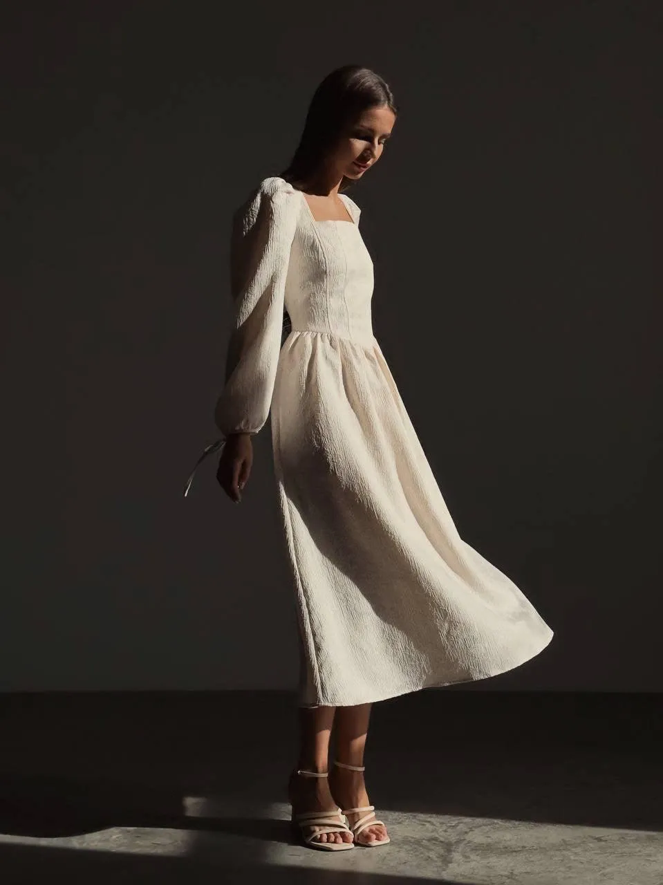 Elegant Square Neck Midi Dress