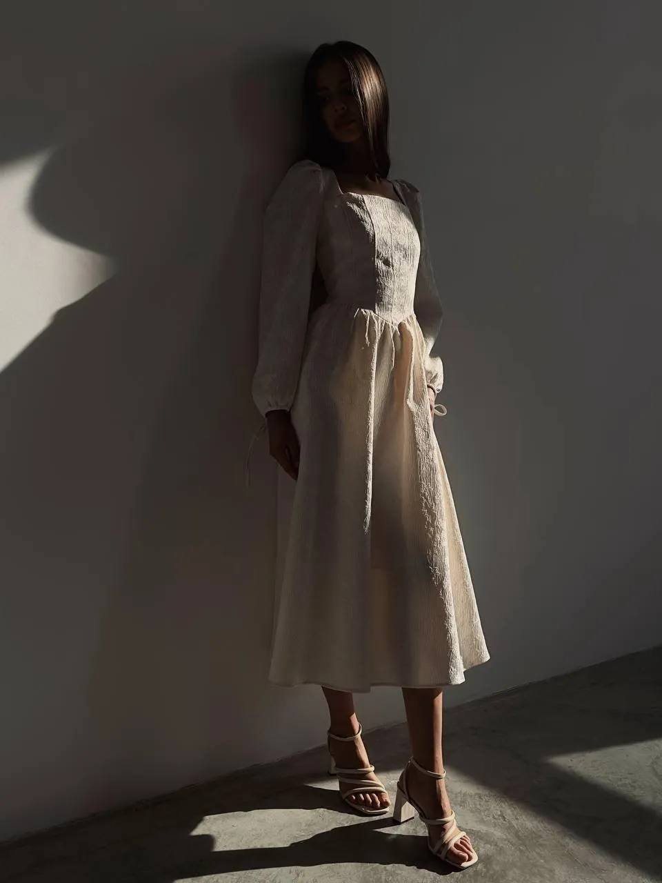 Elegant Square Neck Midi Dress
