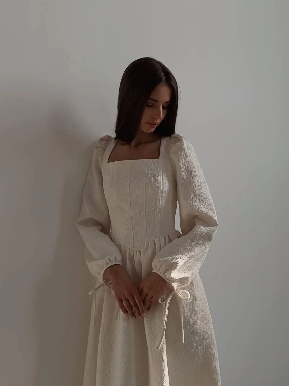 Elegant Square Neck Midi Dress