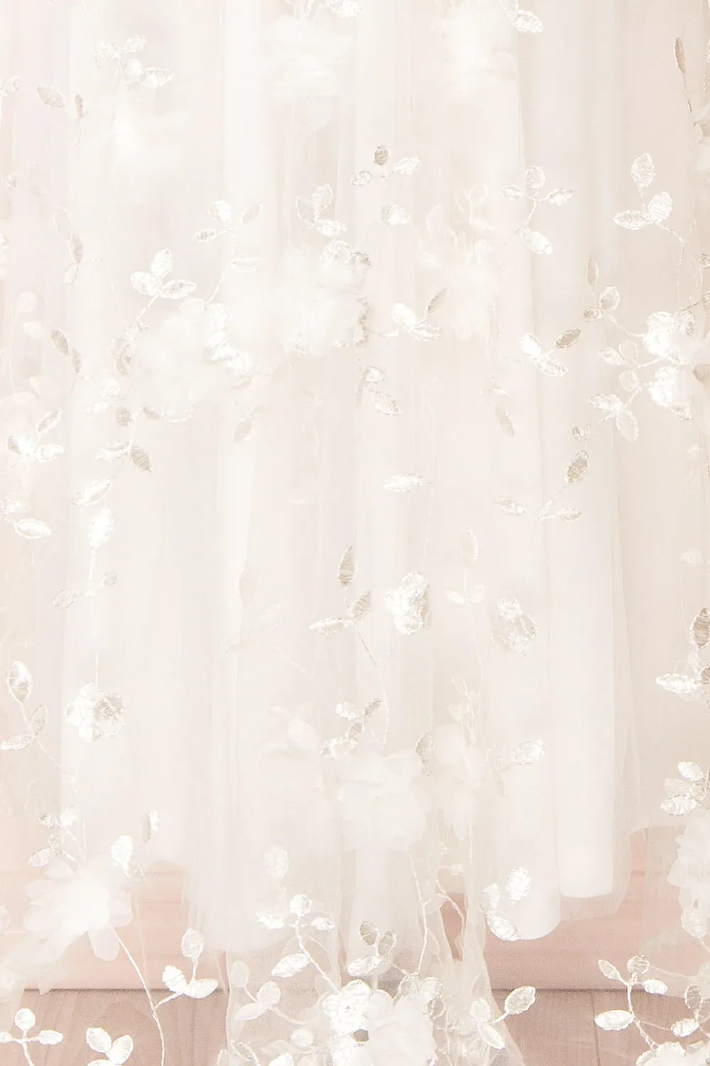 Eneka | White Midi Tulle Dress w/ Floral Embroidery