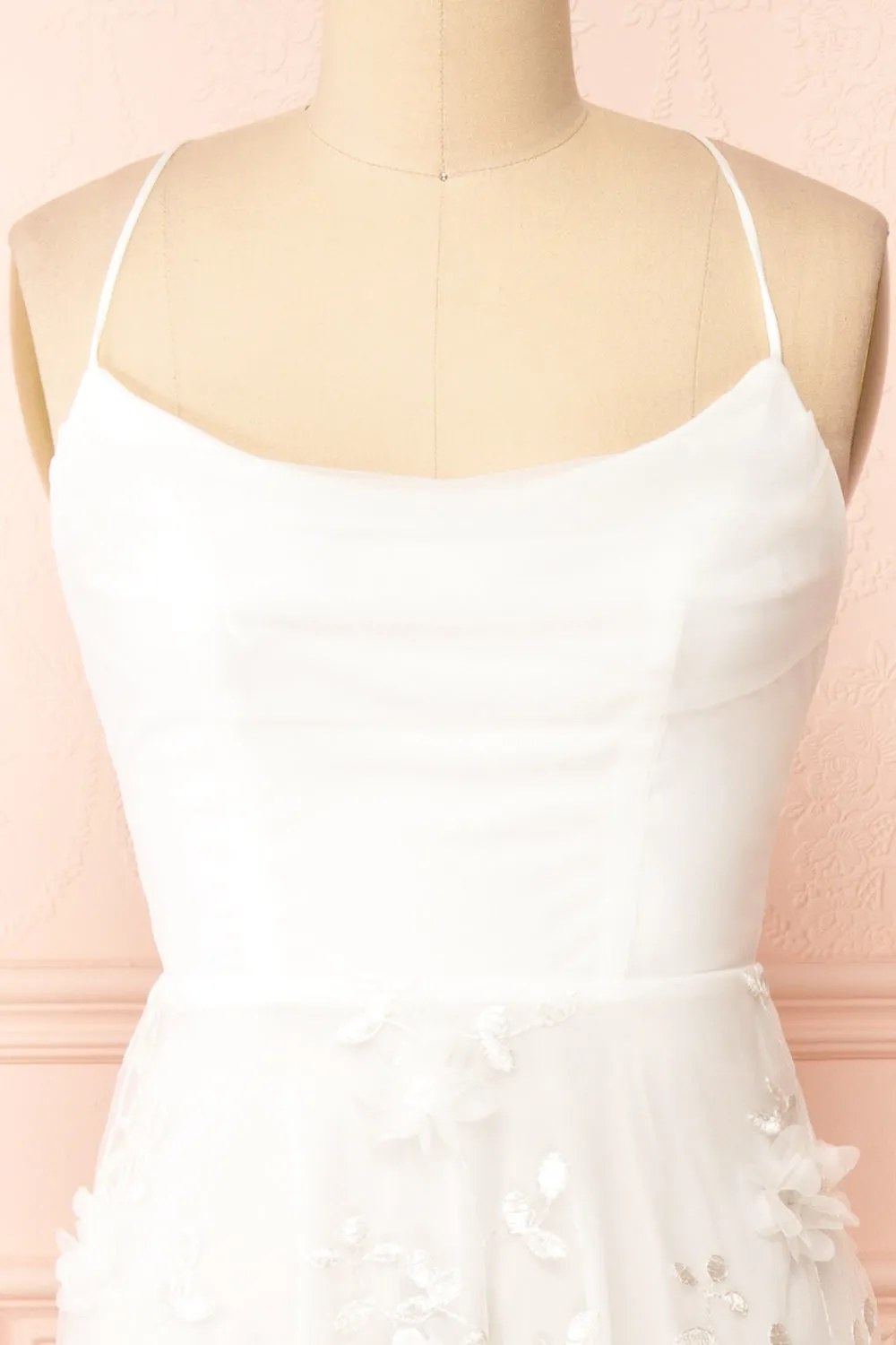 Eneka | White Midi Tulle Dress w/ Floral Embroidery
