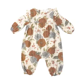 Fall Dahlias Ruffle Sleeve Romper