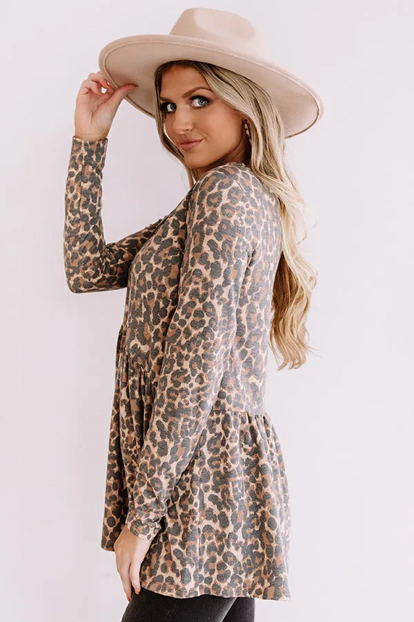 Fame Game Leopard Babydoll Top