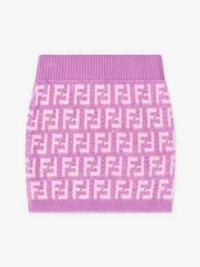 Fendi Girls FF Logo Knitted Skirt in Pink
