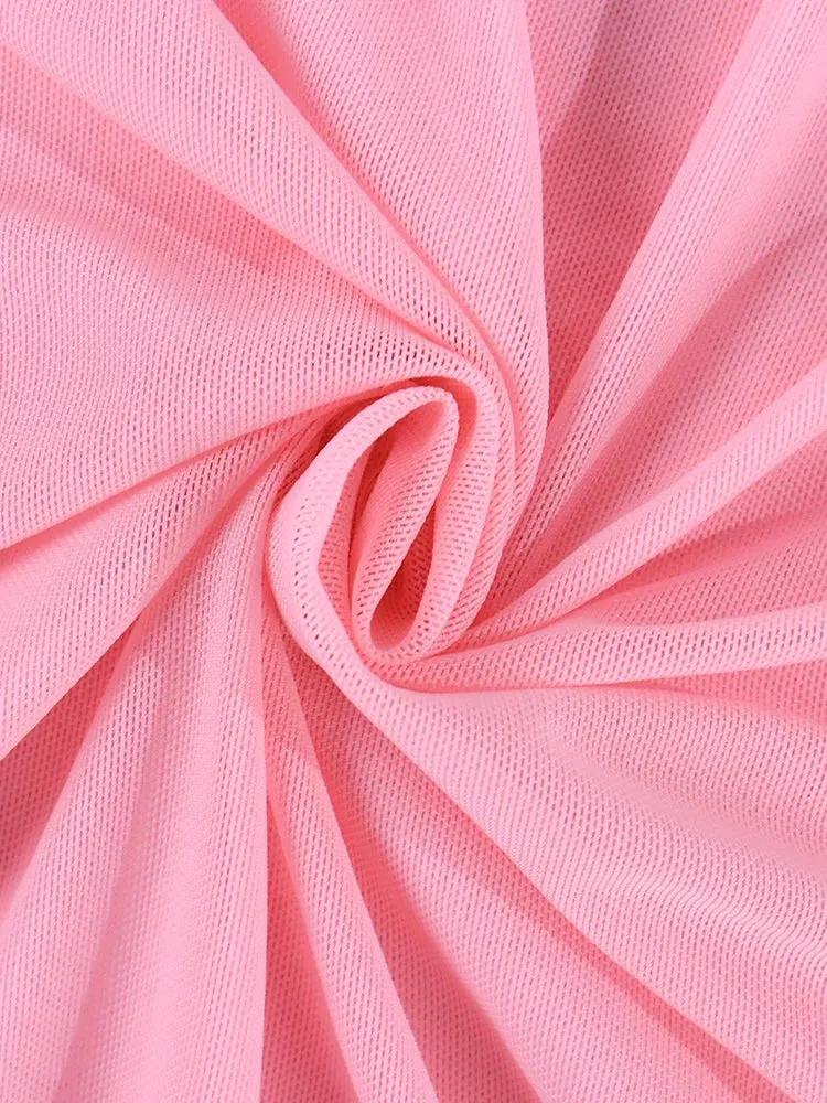 Flirty Mesh Sleeve Bandage Mini Dress for Evening Galas
