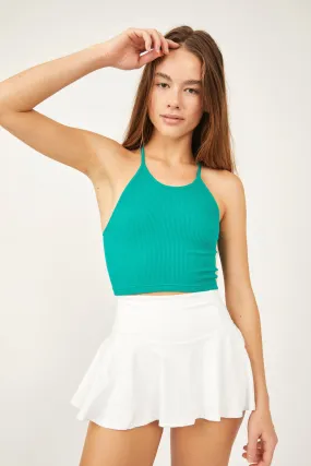 FREE PEOPLE MOVEMENT CROPPED RUN TANK - GREEN TEAL 4891