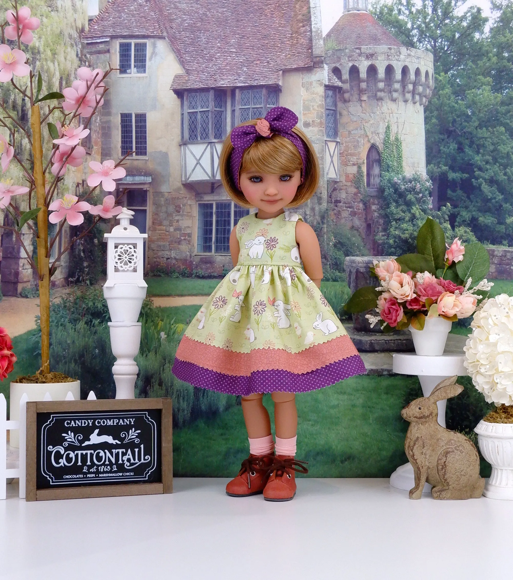 Garden Cottontail - dress with boots for Ruby Red Fashion Friends doll