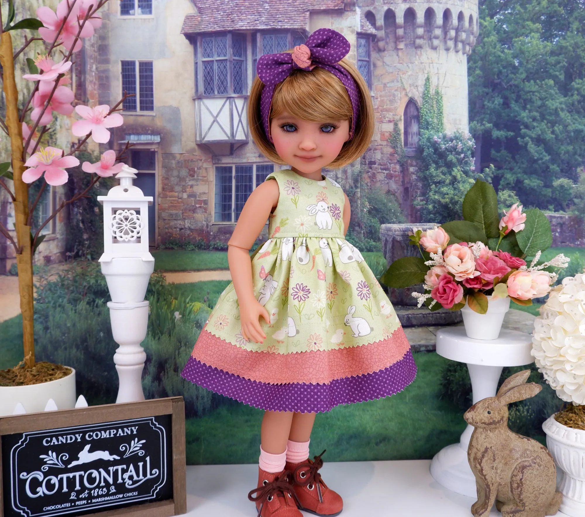 Garden Cottontail - dress with boots for Ruby Red Fashion Friends doll