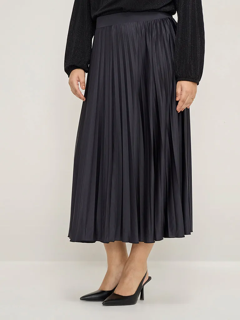 Gia Black Accordion Pleated High-Rise Skirt