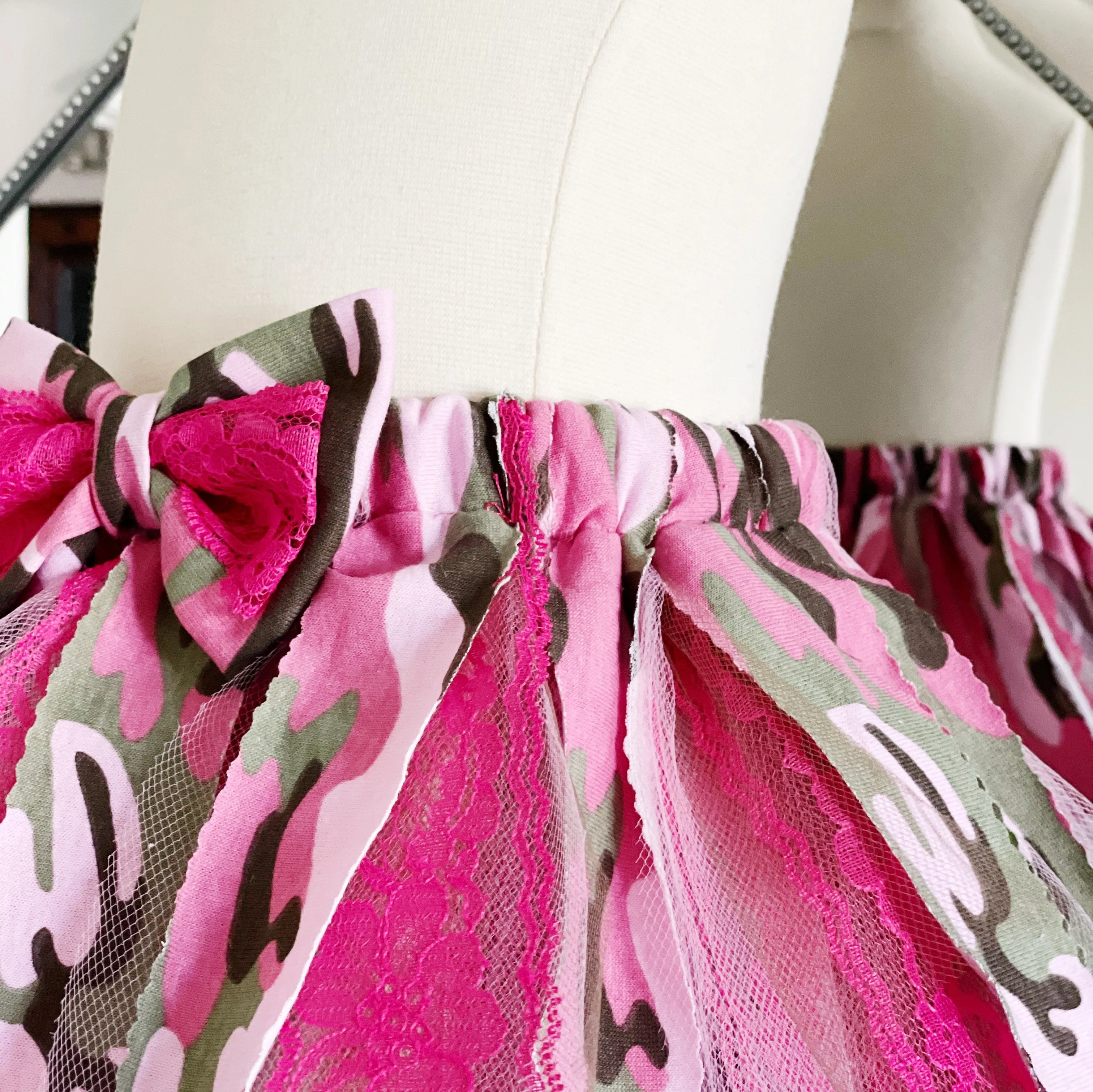 Girls Hot Pink Camo Shabby Chic Tutu