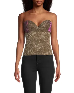 Gold Sparkle Bustier In Iridescent Gold
