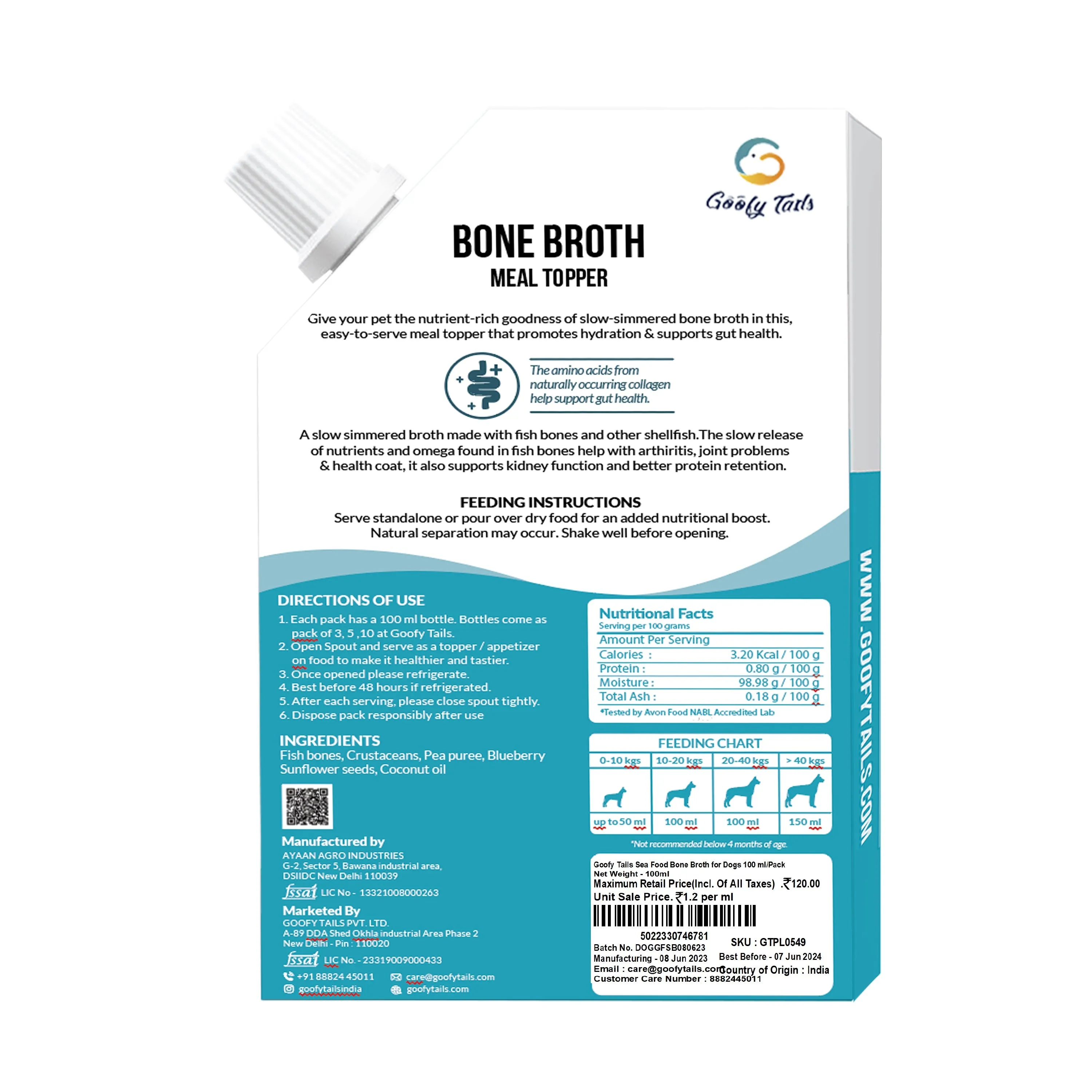 Goofy Tails Sea Food Bone Broth for Dogs and Puppies