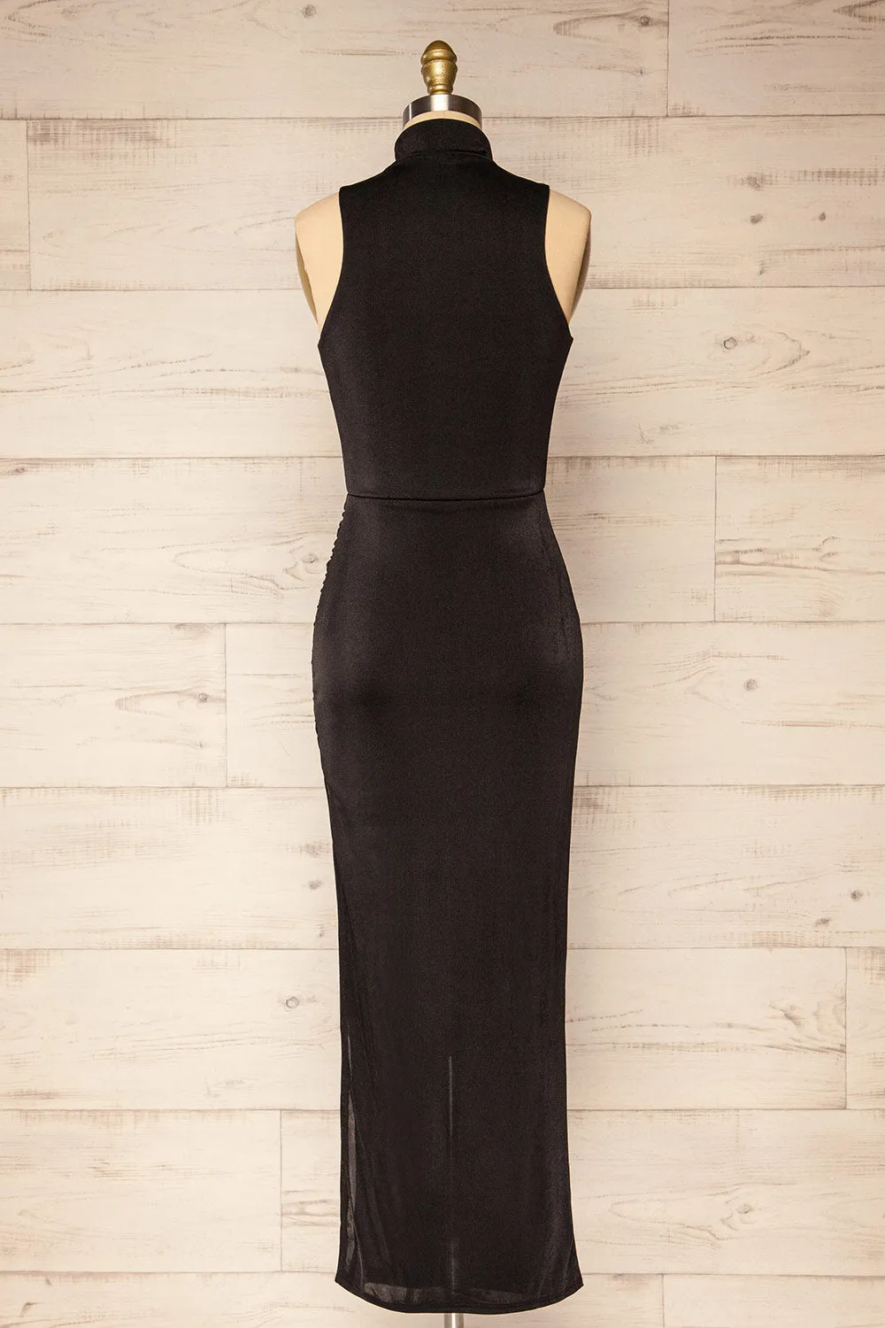Honfleur | Black Sleeveless Midi Dress