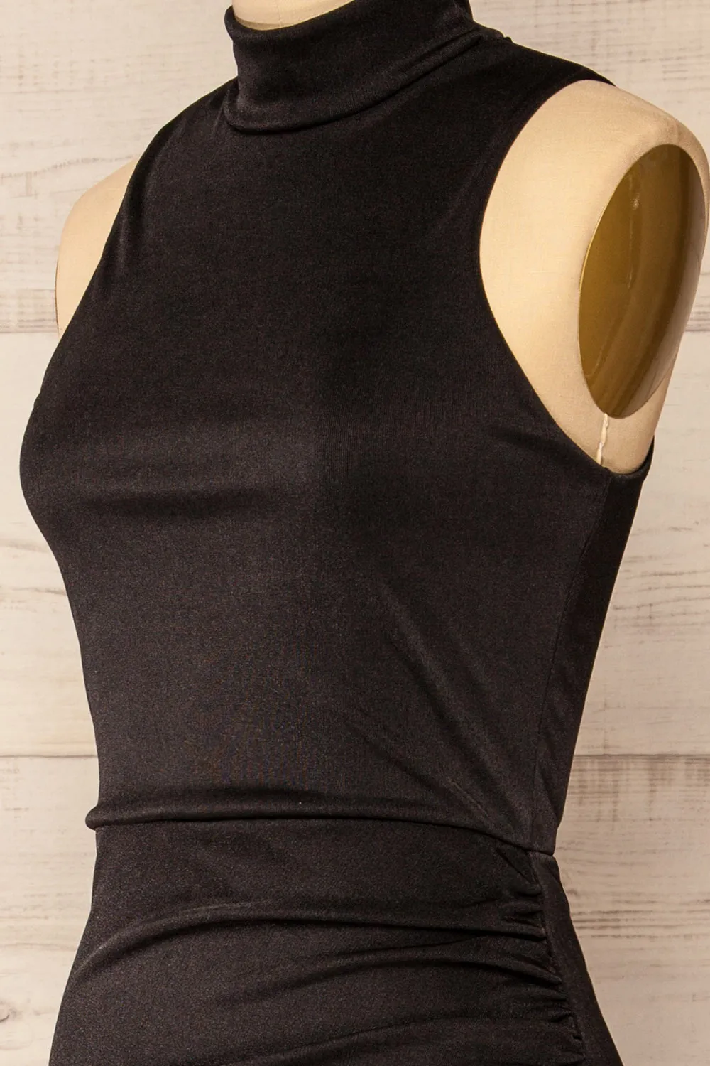 Honfleur | Black Sleeveless Midi Dress