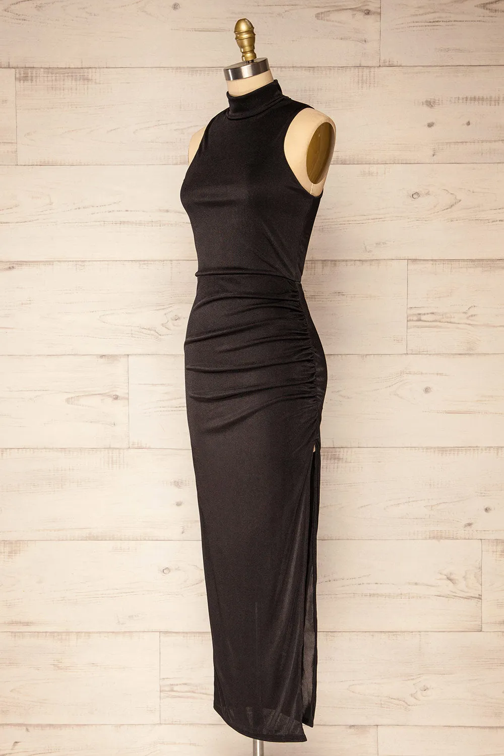 Honfleur | Black Sleeveless Midi Dress