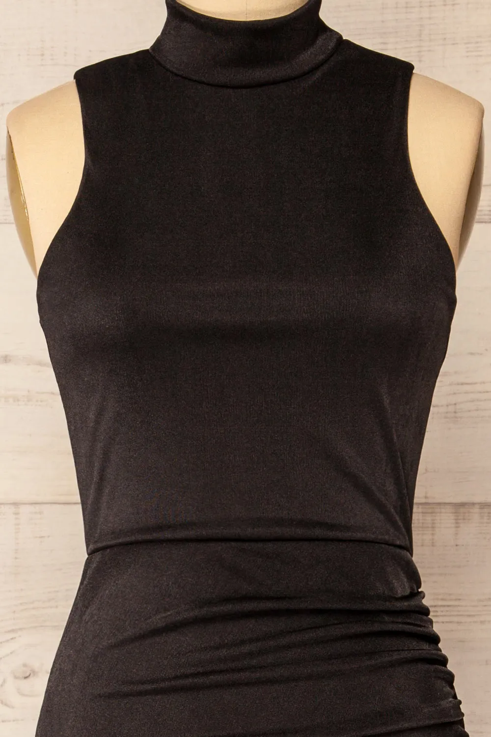 Honfleur | Black Sleeveless Midi Dress