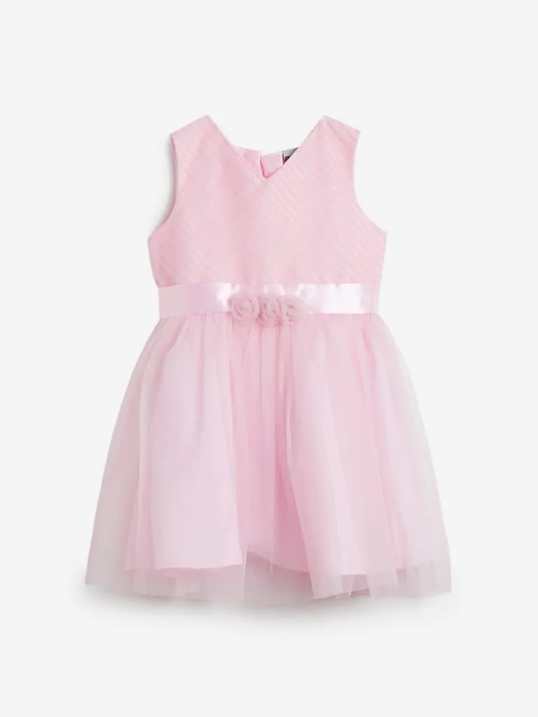 HOP Kids Light Pink Bow Detailed Dress