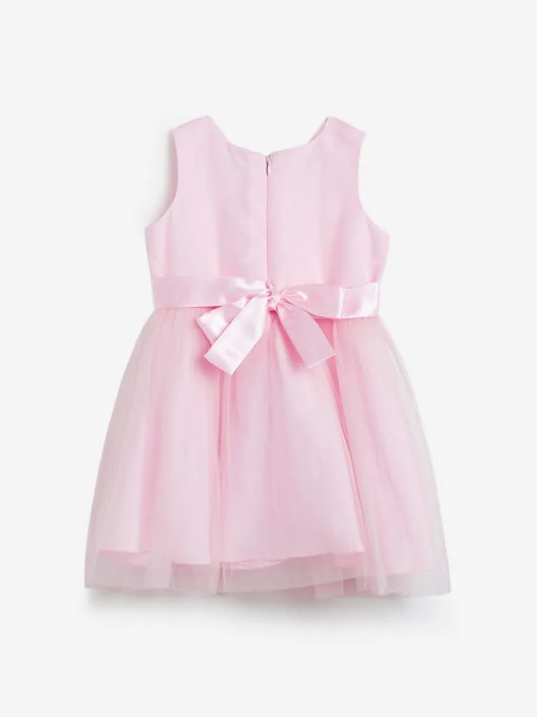HOP Kids Light Pink Bow Detailed Dress