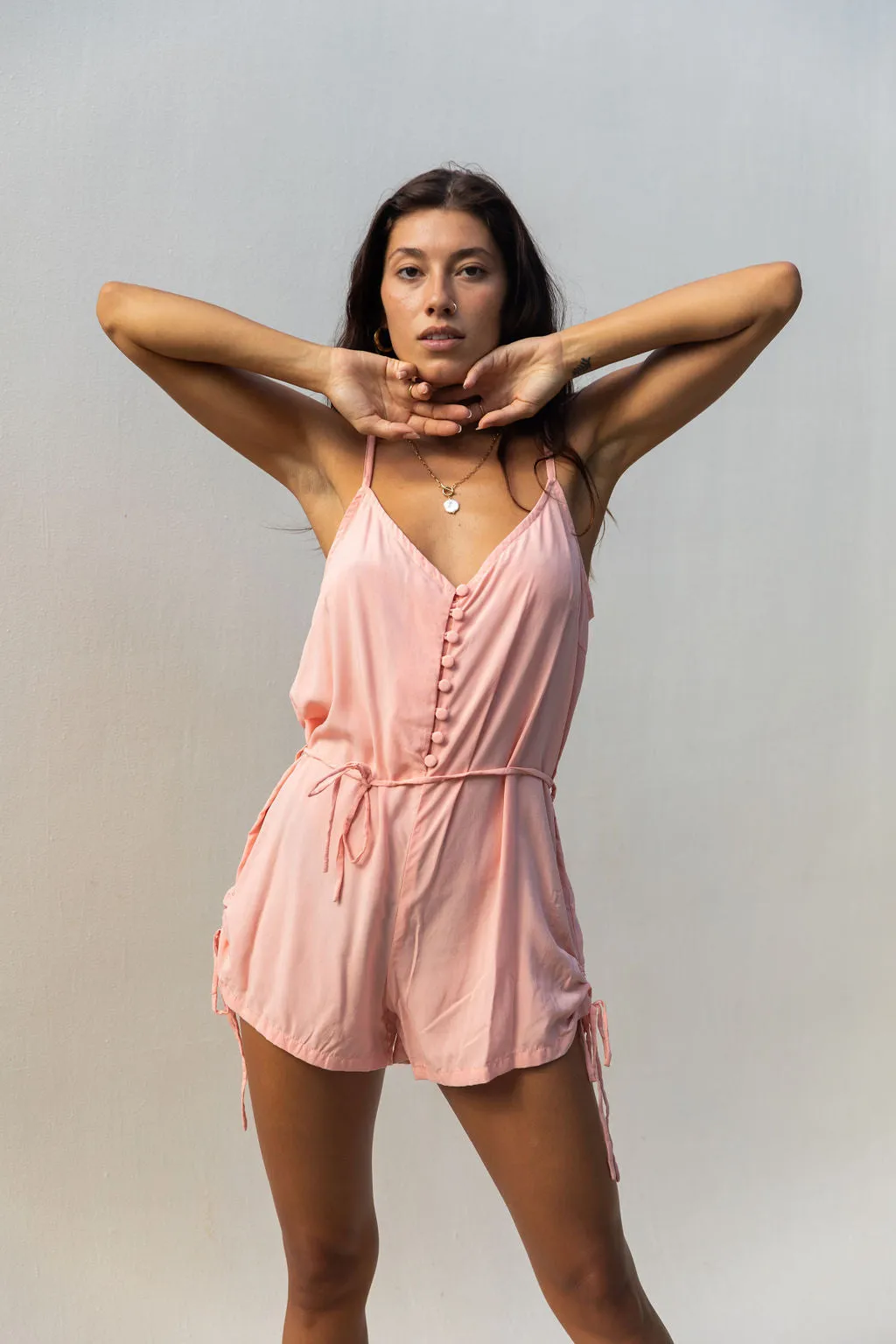Hudson Romper in Peach