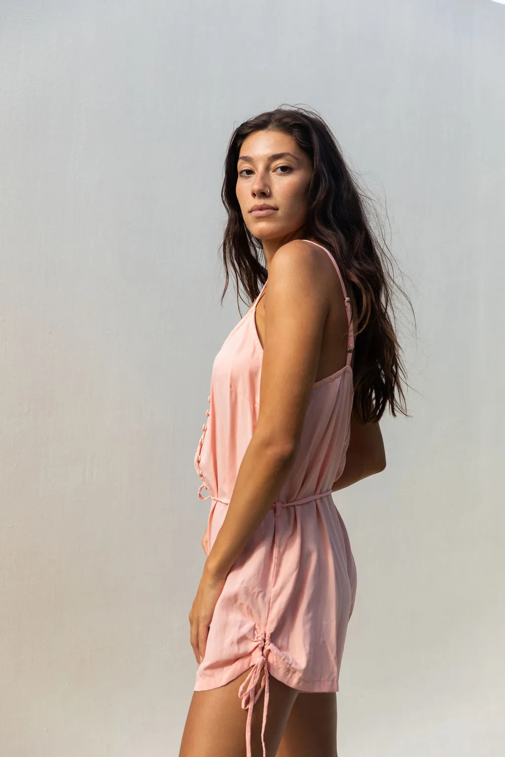 Hudson Romper in Peach