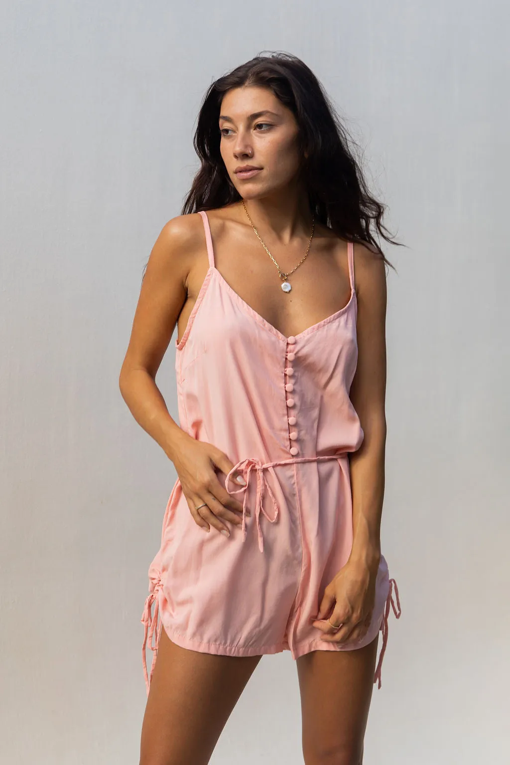 Hudson Romper in Peach