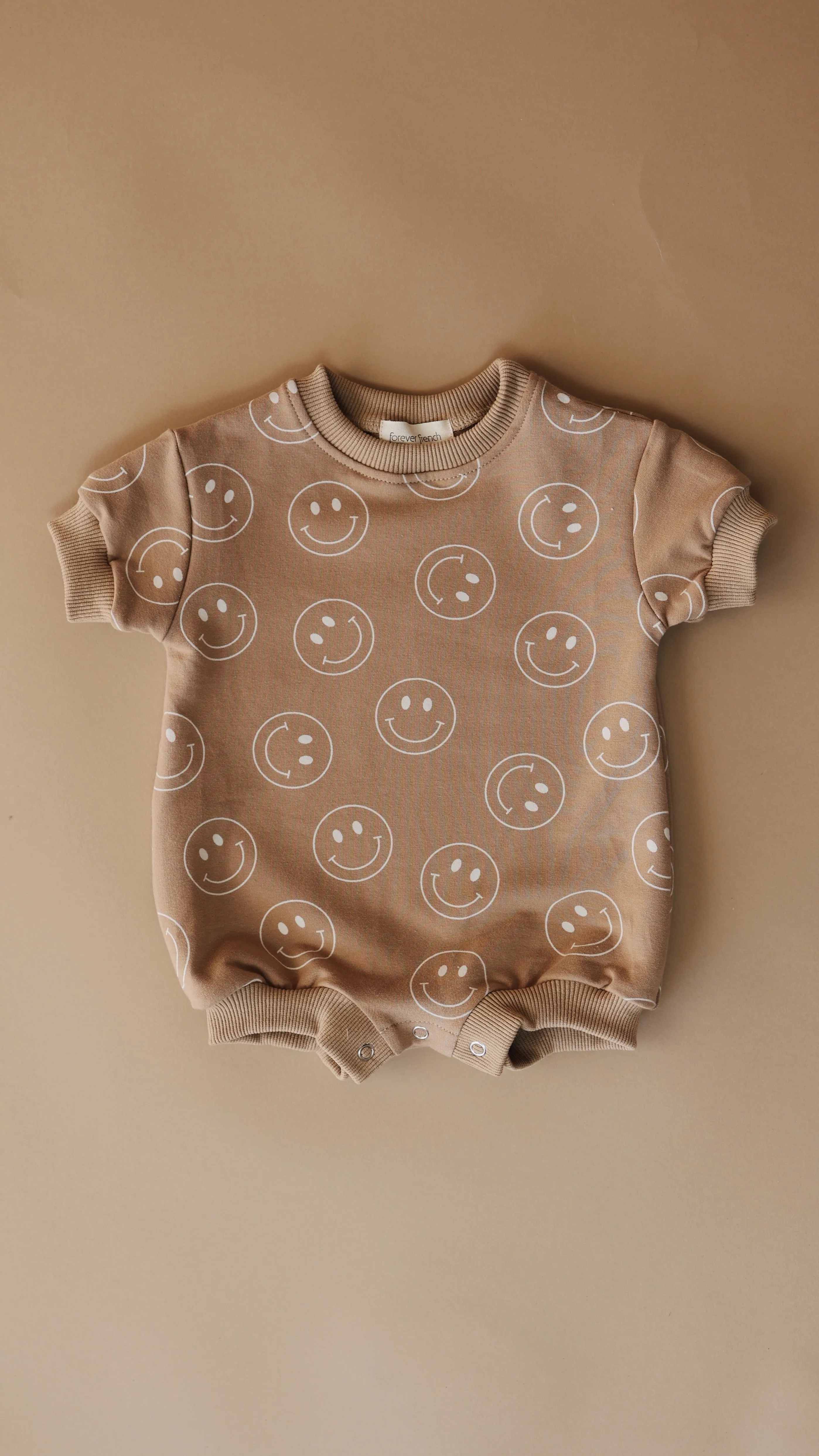 Just Smile  Tan | Short Sleeve Romper