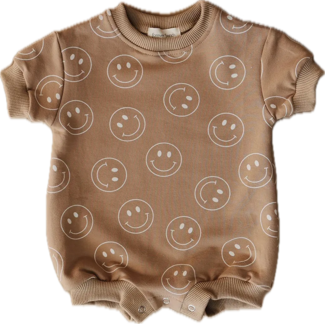 Just Smile  Tan | Short Sleeve Romper