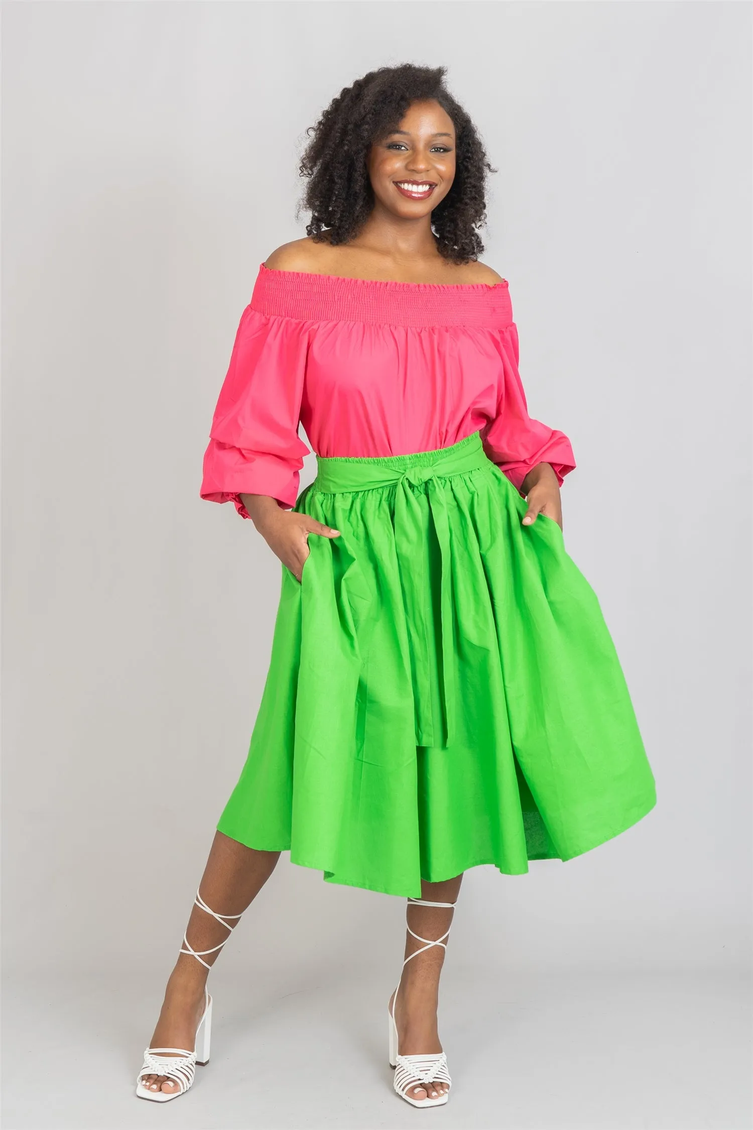 KaraChic 7012SKX Elastic Waist Solid PlusSize Skirt
