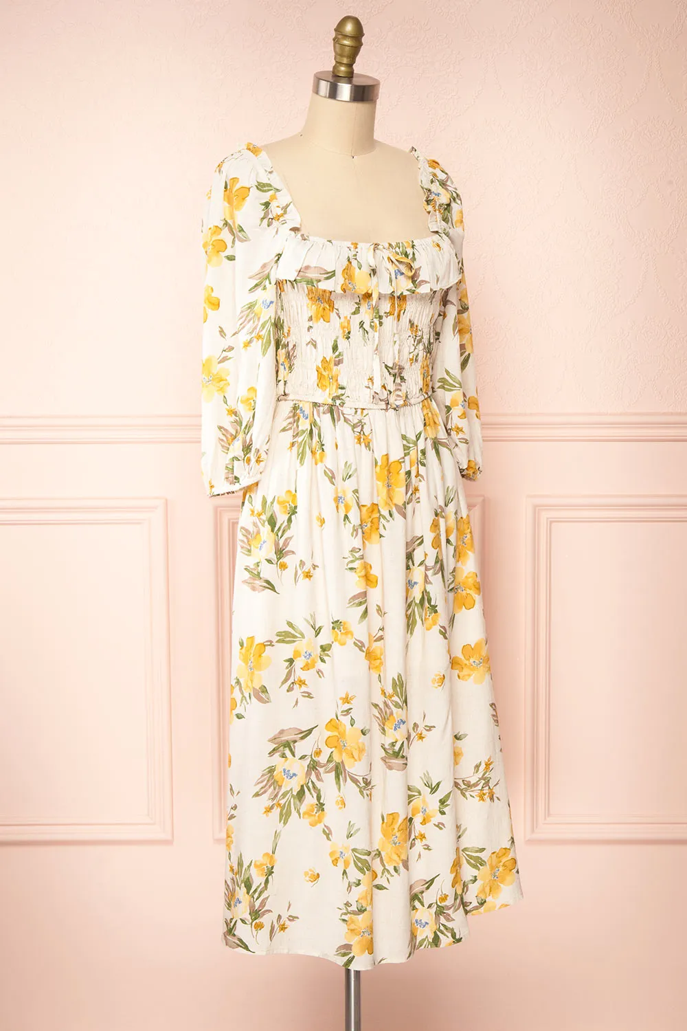 Karina | Empire Waist Floral Midi Dress