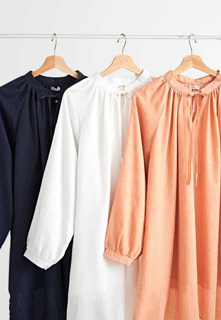 Katerina Cotton Tie Front Tunic Top - Peach