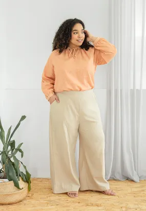 Katerina Cotton Tie Front Tunic Top - Peach