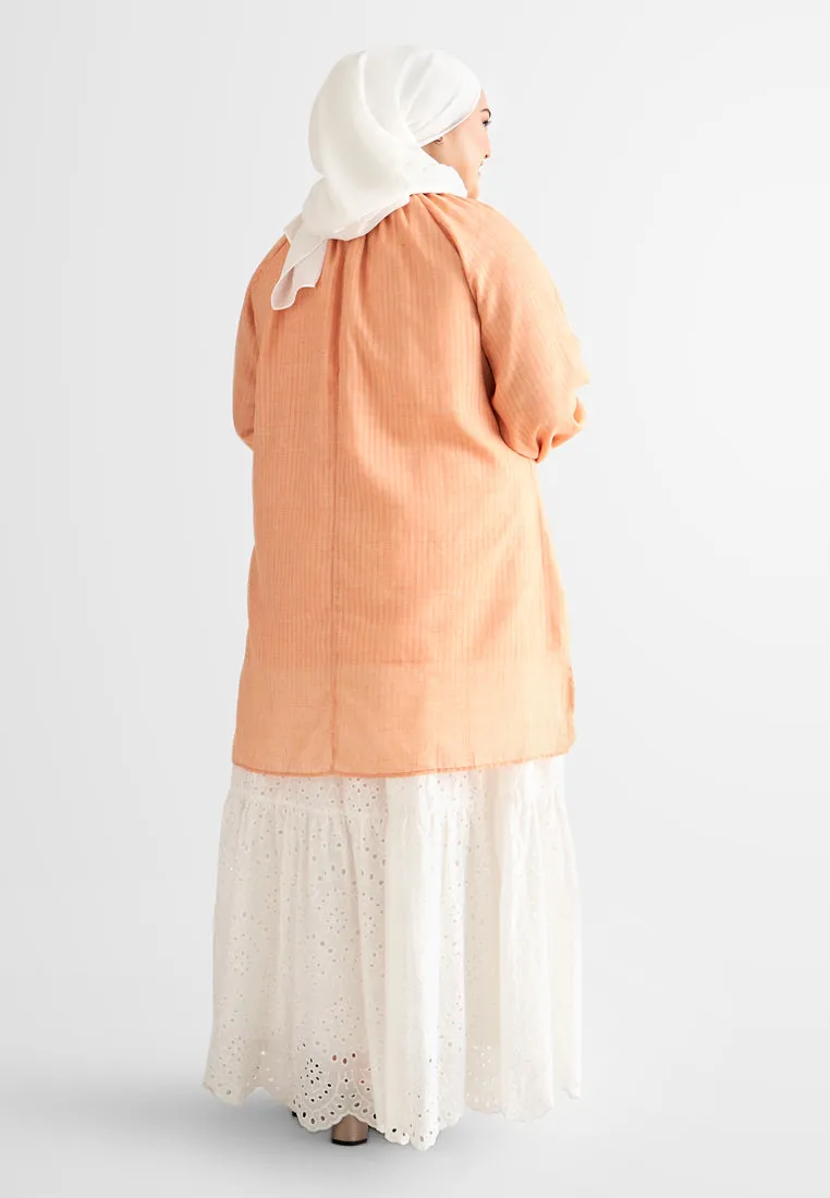 Katerina Cotton Tie Front Tunic Top - Peach
