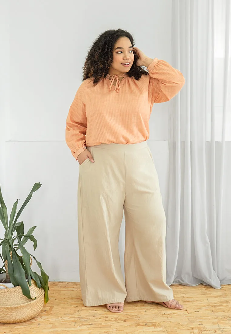 Katerina Cotton Tie Front Tunic Top - Peach