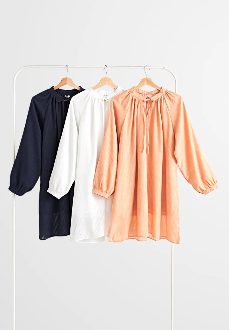 Katerina Cotton Tie Front Tunic Top - Peach