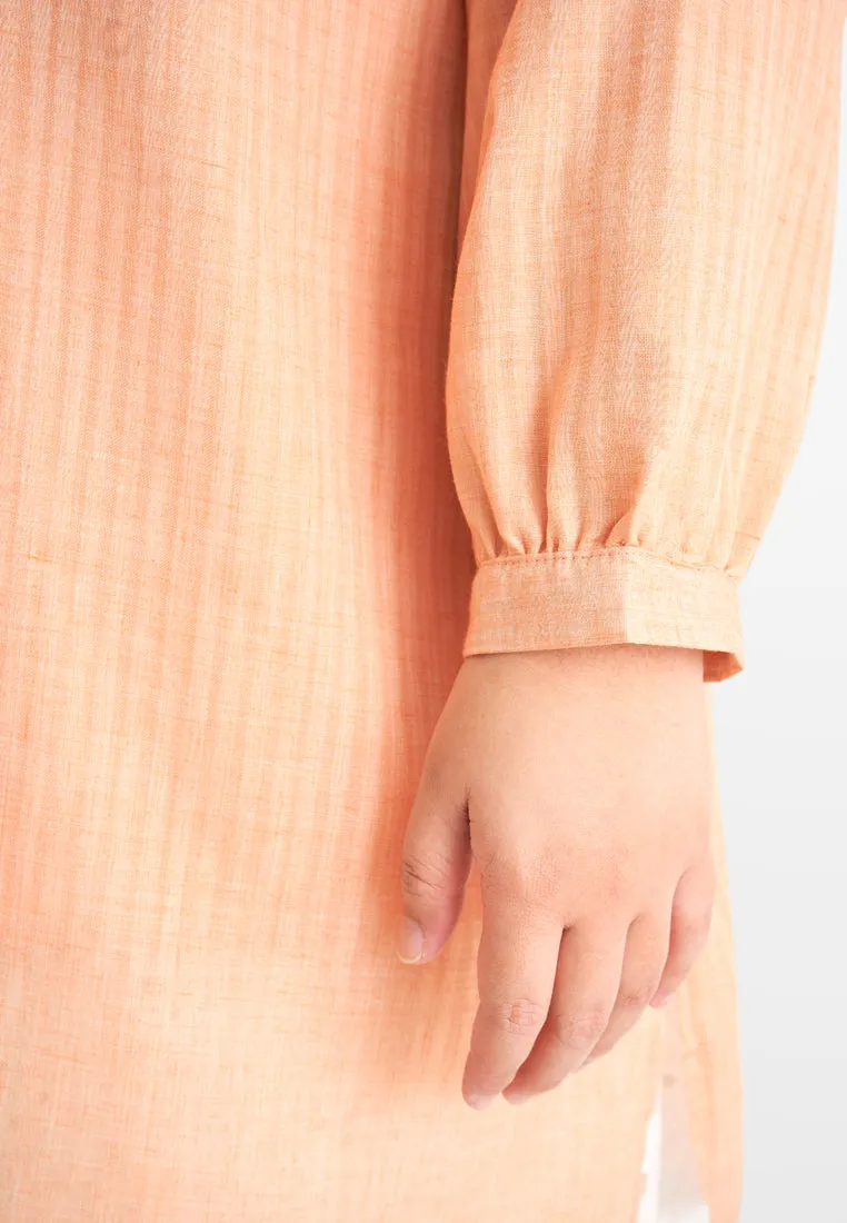 Katerina Cotton Tie Front Tunic Top - Peach