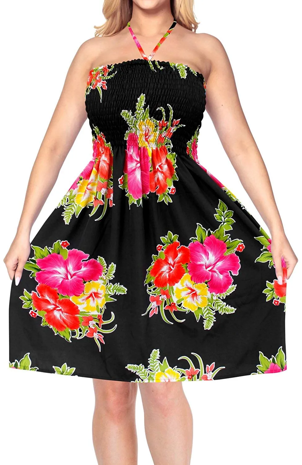 LA LEELA Women's Beach Bikini Short Tube Dress Casual Midi
