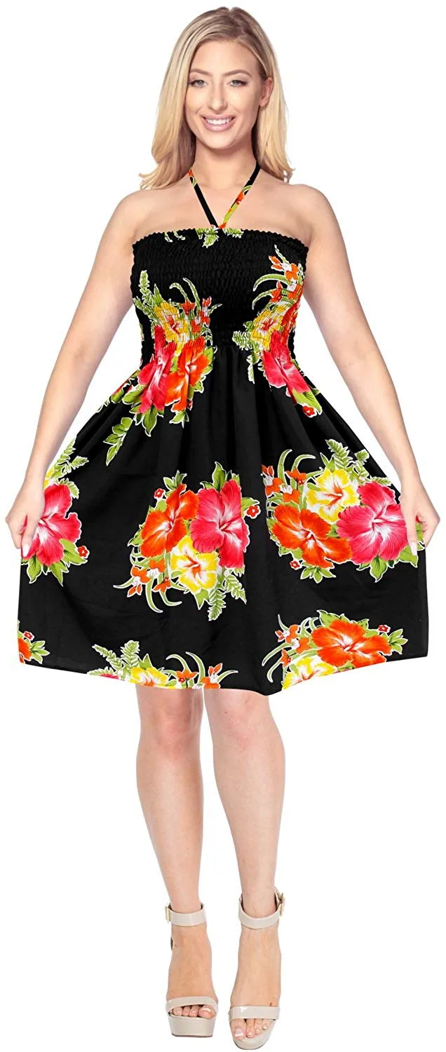 LA LEELA Women's Beach Bikini Short Tube Dress Casual Midi