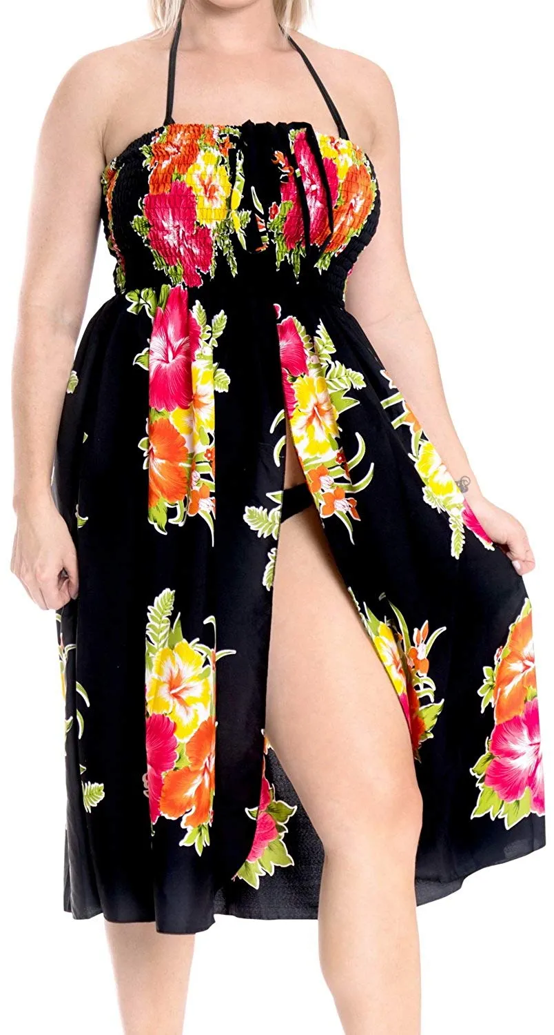 LA LEELA Women's Beach Bikini Short Tube Dress Casual Midi