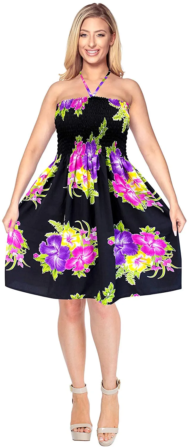 LA LEELA Women's Beach Bikini Short Tube Dress Casual Midi