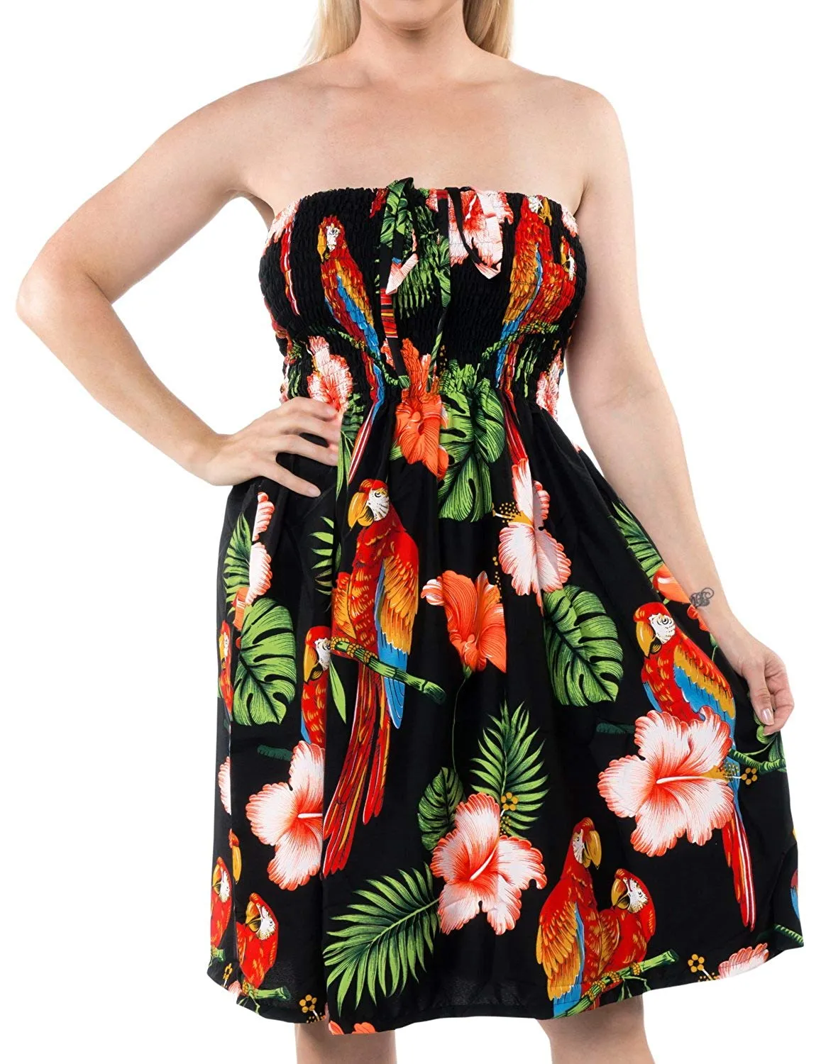 LA LEELA Women's Beach Bikini Short Tube Dress Casual Midi