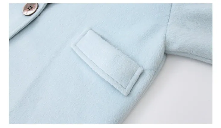 LEDIM W pastel blue contrasting cocoon woolen coat - Save